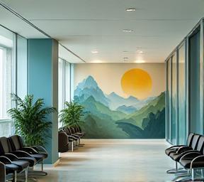 Mural humanizador en sala de espera de hospital público